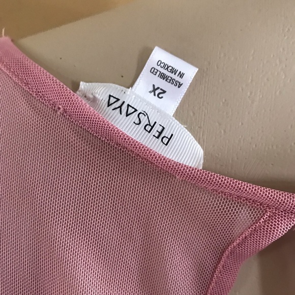 Pink Blush Persaya Sheer Lace Shirt Top Blouse 2X - Picture 4 of 5